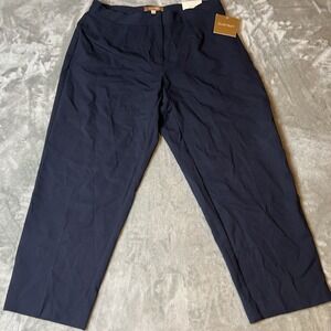 Women's Ellen Tracy Betty Slim Ankle Navy Blue Pants Size 14W